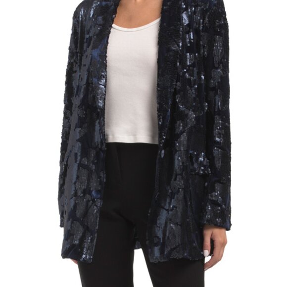 BEAUTIFUL HOLIDAY LOOK! CIEBON Geena Velvet Sequin Embellished Jacket NWT - Picture 1 of 2